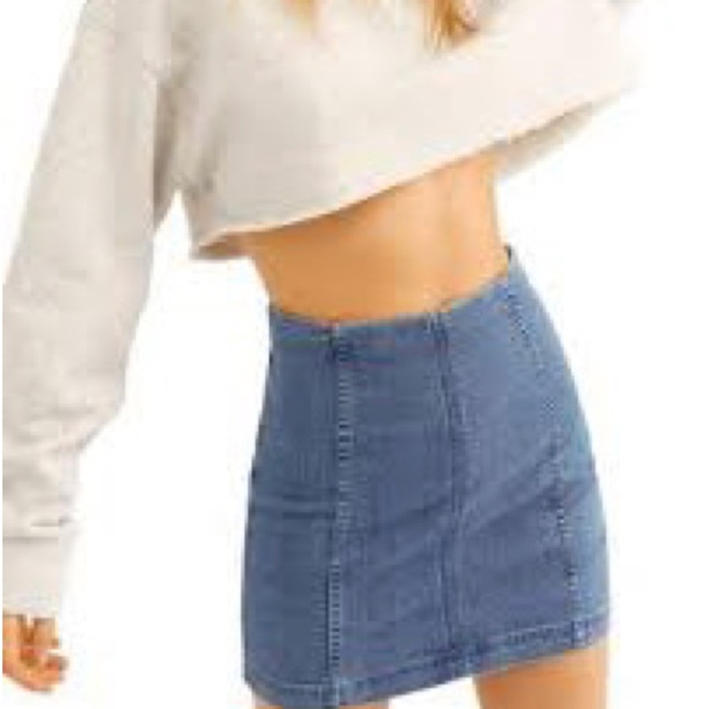 Free People Seam Denim Jean Modern Femme Mini Skirt